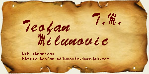 Teofan Milunović vizit kartica
